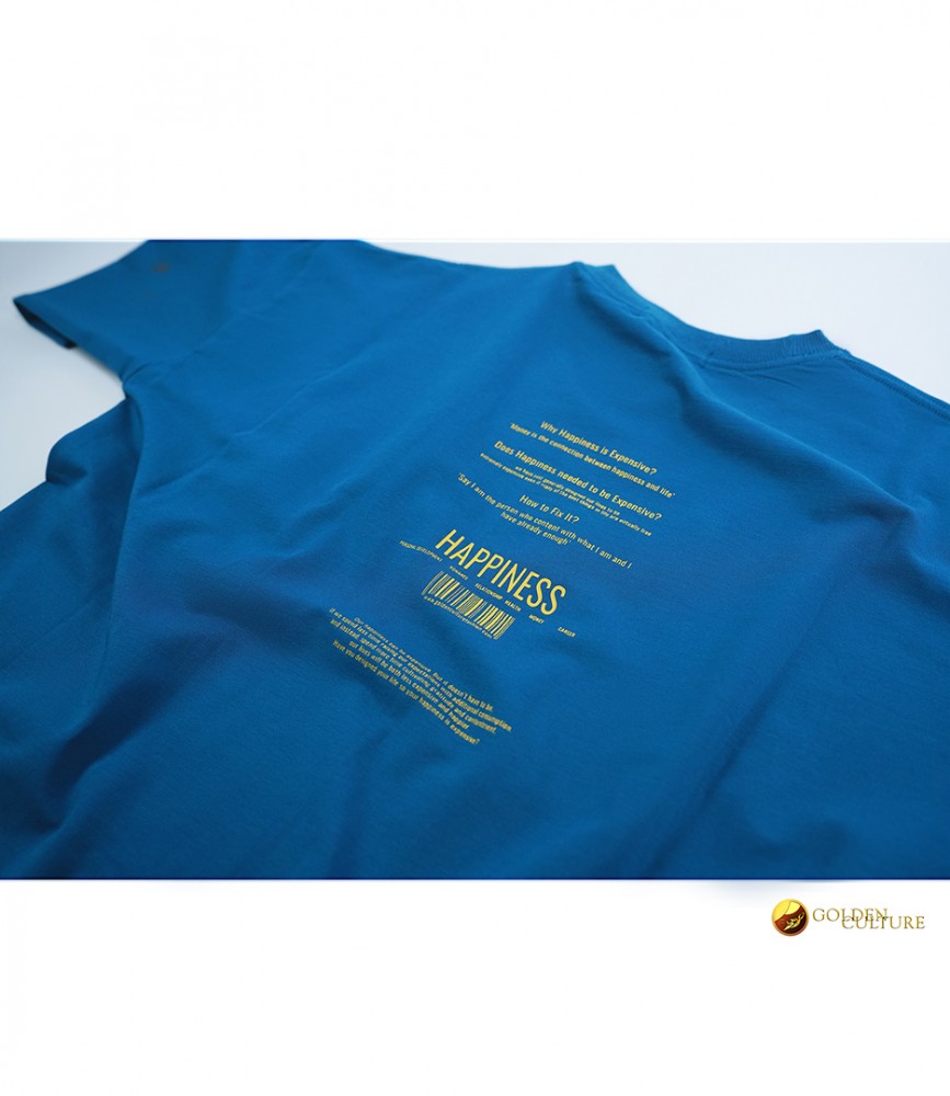 HAPPINESS IS EXPENSIVE Pockets Oversized T-Shirt (Neavy Blue)